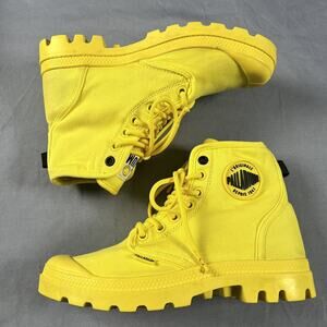 Palladium Pampa Smiley Canvas Boots Women’s Size 6 Yellow Rain Boots 76074-736-M